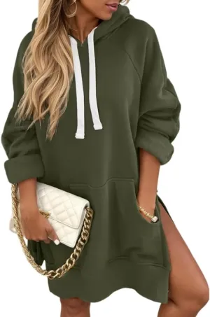 Akivide Women's Fall Oversized Cute Long Sleeve Split Hoodies with Pocket 2024 Casual Loose Drawstring Fit Hooded Sweatshirt