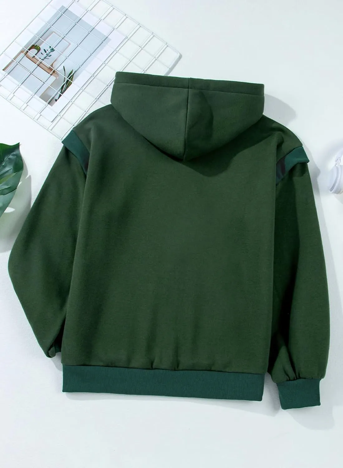 AlvaQ Womens Oversized Sweatshirt 2024 Colorblock Long Sleeve Layered Drawstring Hoodies Pullover Top with Pockets