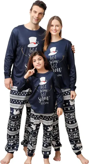 ANGELGGH Family Christmas PJs Matching Sets, Cute Holiday Pajamas Printed Top and Pants, Xmas Jammies for Couples/Men/Women