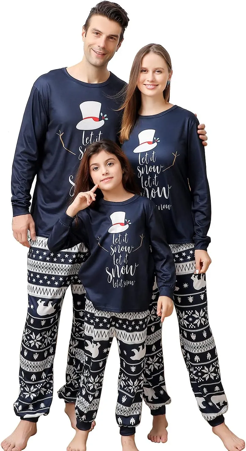 ANGELGGH Family Christmas PJs Matching Sets, Cute Holiday Pajamas Printed Top and Pants, Xmas Jammies for Couples/Men/Women