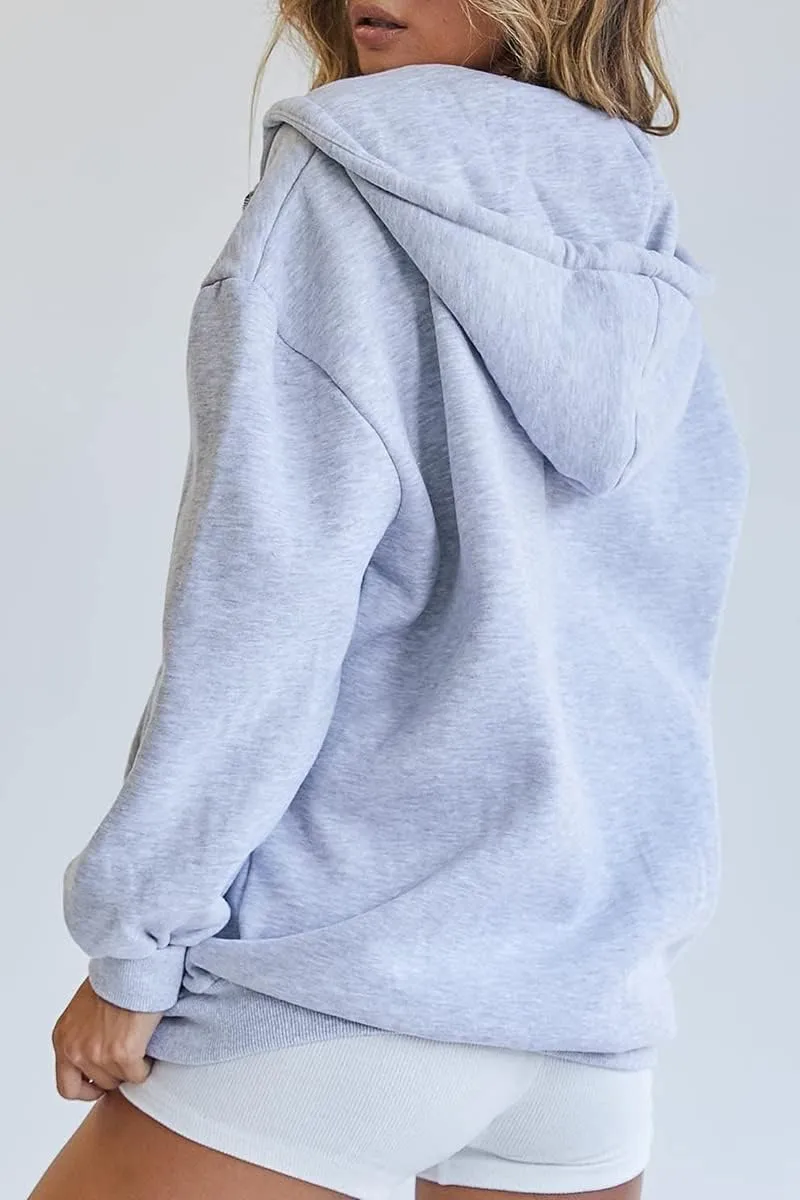 ATHMILE Women's Cute Hoodies Teen Girl Fall Jacket Oversized Sweatshirts Casual Drawstring Zip Up Y2K Hoodie with Pocket