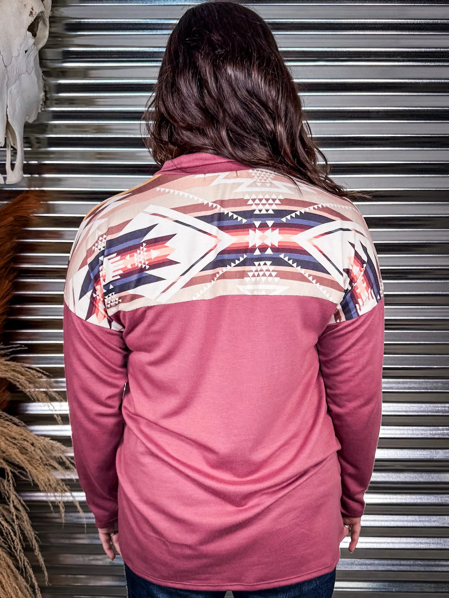Barrera Aztec Print Pullover - Dark Mauve