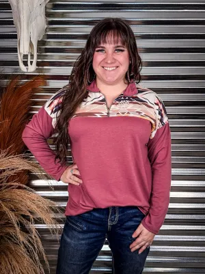 Barrera Aztec Print Pullover - Dark Mauve