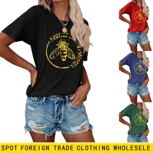 Bee Protect The Pollinators Pattern Short Sleeved T-shirt