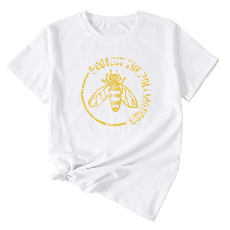 Bee Protect The Pollinators Pattern Short Sleeved T-shirt