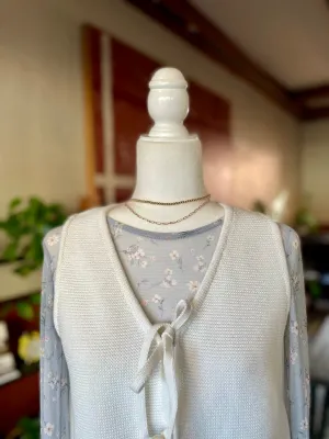 Blue Ditsy Floral Mesh Top