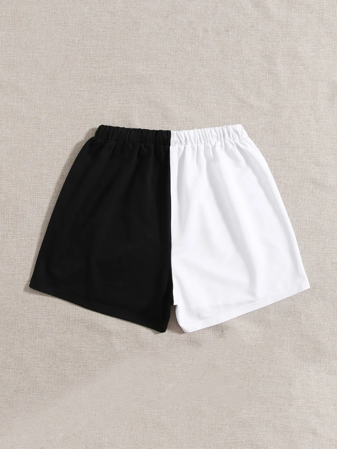 Casual Colorblock Drawstring Natural Women Shorts