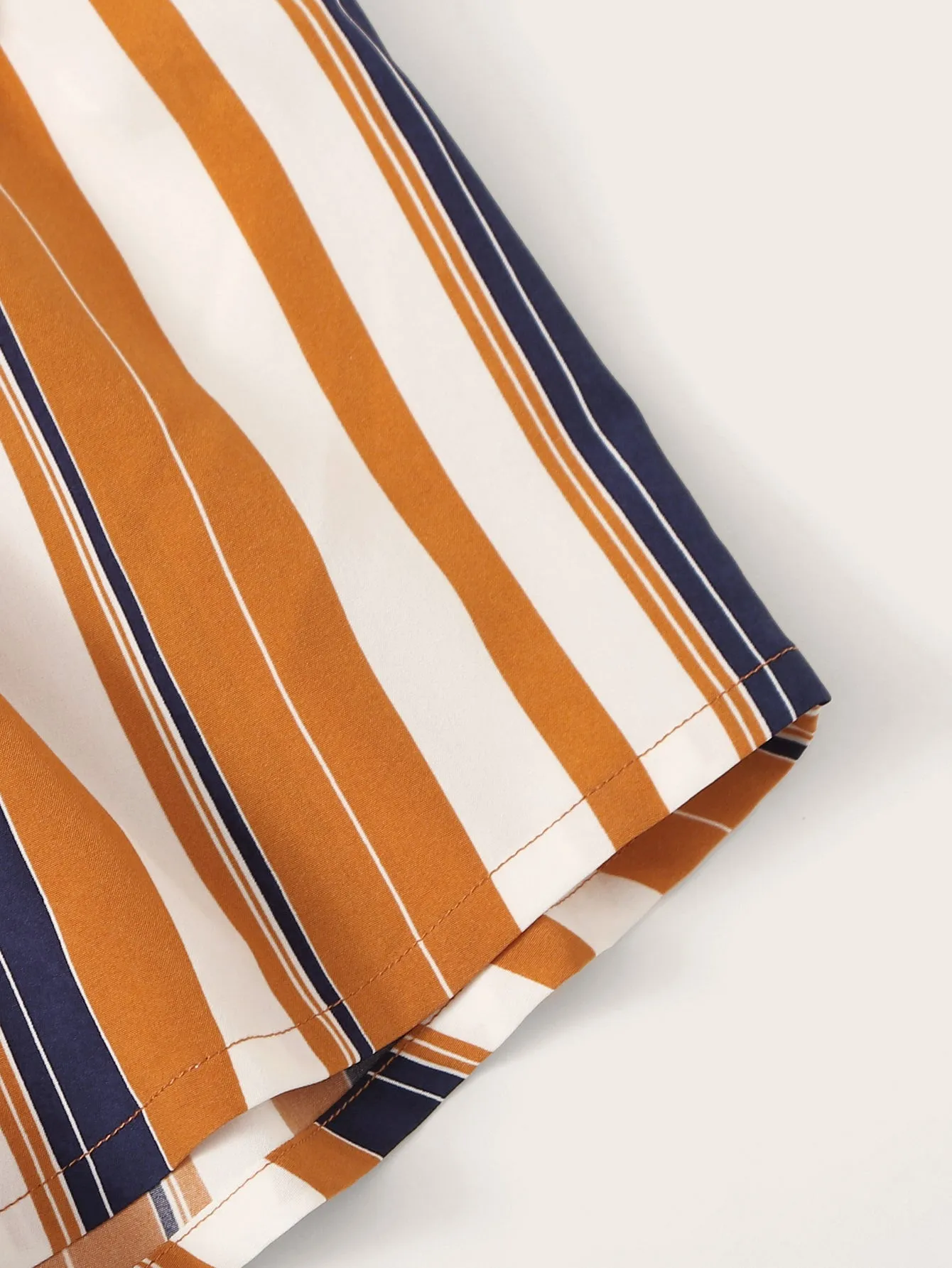 Casual Striped Paper Bag Waist Natural Women Shorts