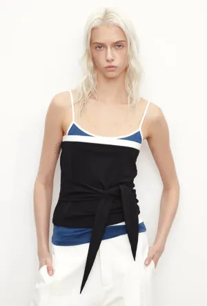 Colorblock Tie Detail Cami Top - Y2K Slim Fit Aesthetic