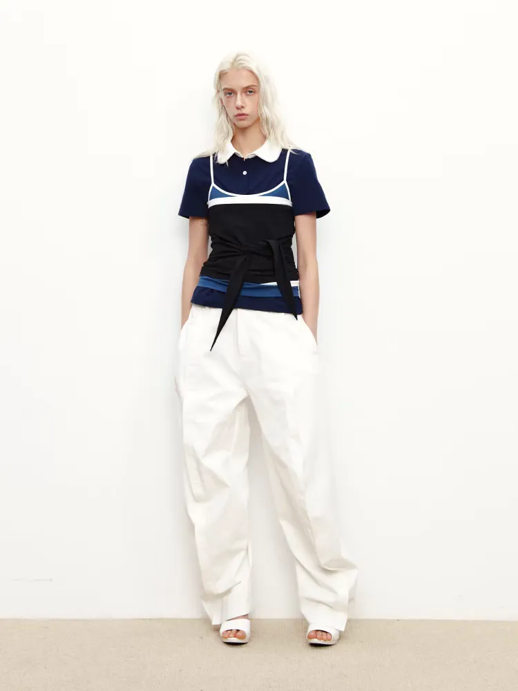 Colorblock Tie Detail Cami Top - Y2K Slim Fit Aesthetic