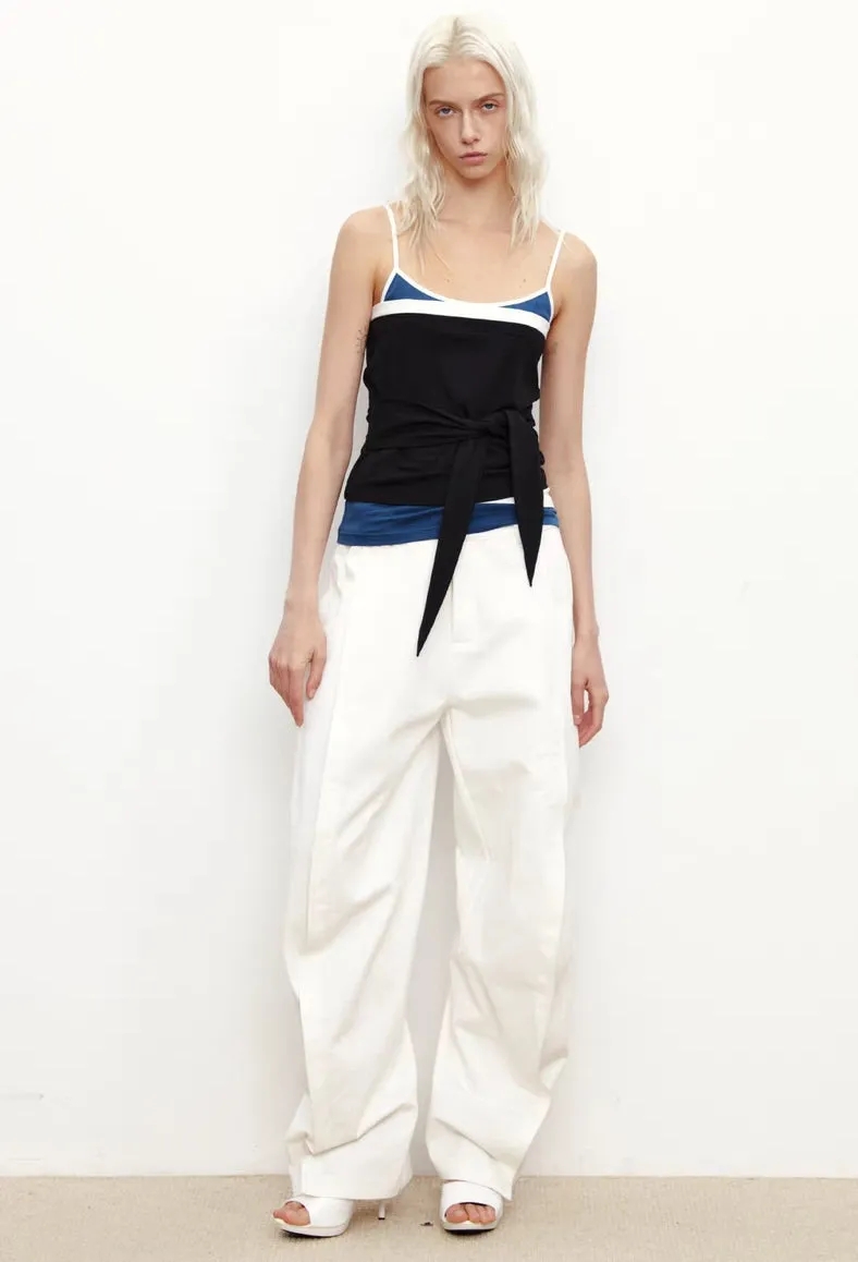 Colorblock Tie Detail Cami Top - Y2K Slim Fit Aesthetic