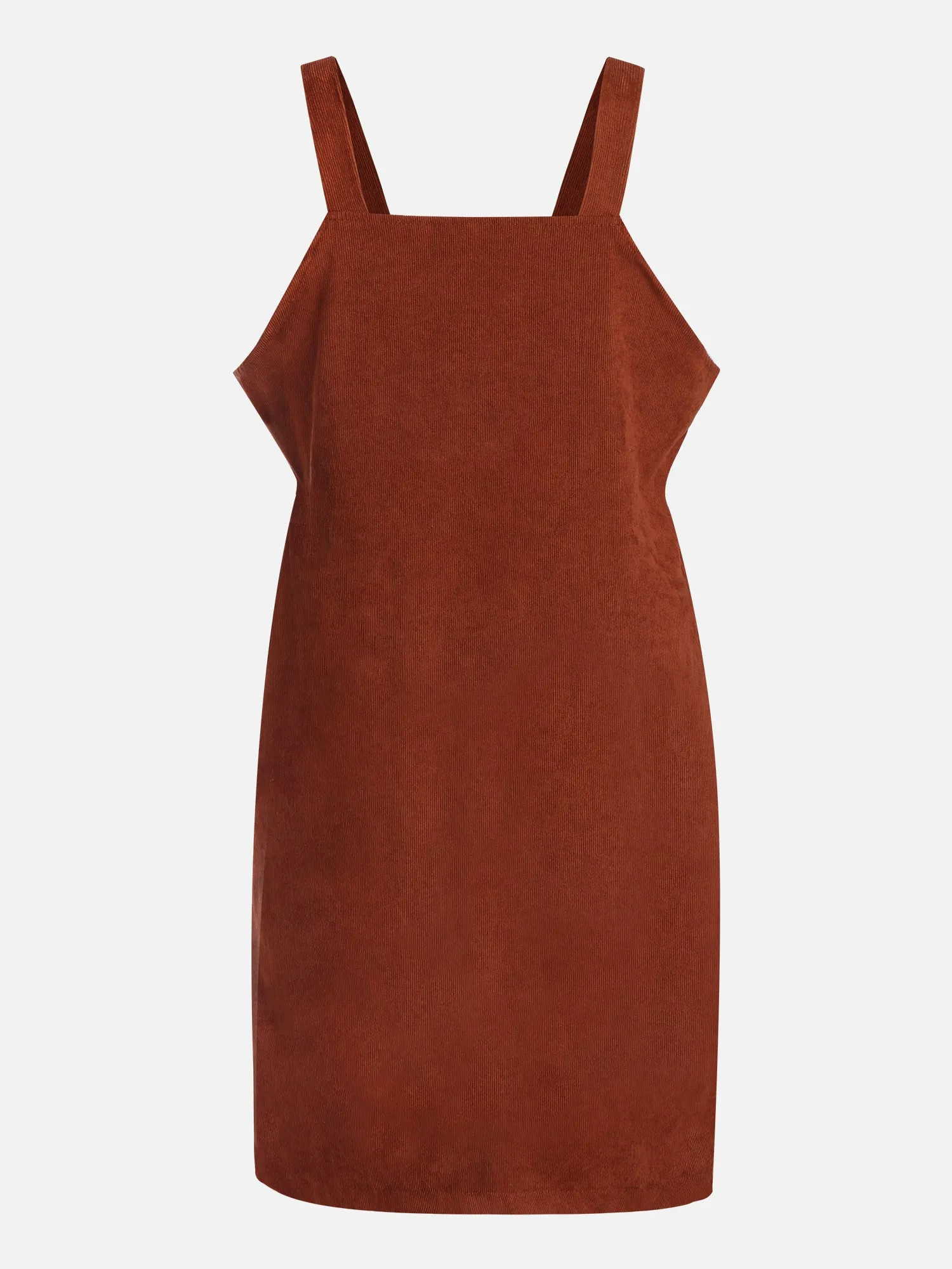 Corduroy V-Neck Buttondown Suspender Dress