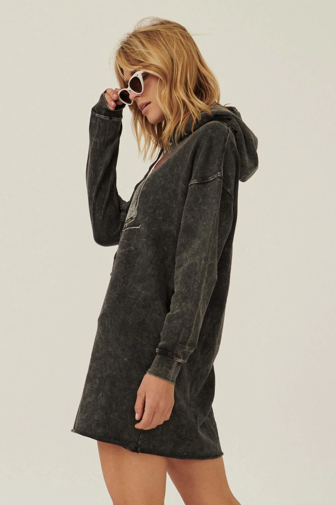 David Bowie Silhouette Graphic Hoodie Mini Dress