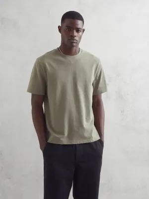 Dean Textured Cotton Tee - Green