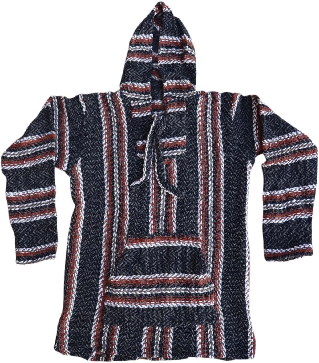 Del Mex Deluxe Mexican Baja Hoodie Sweatshirt Pullover Jerga Surf Poncho Drug Rug