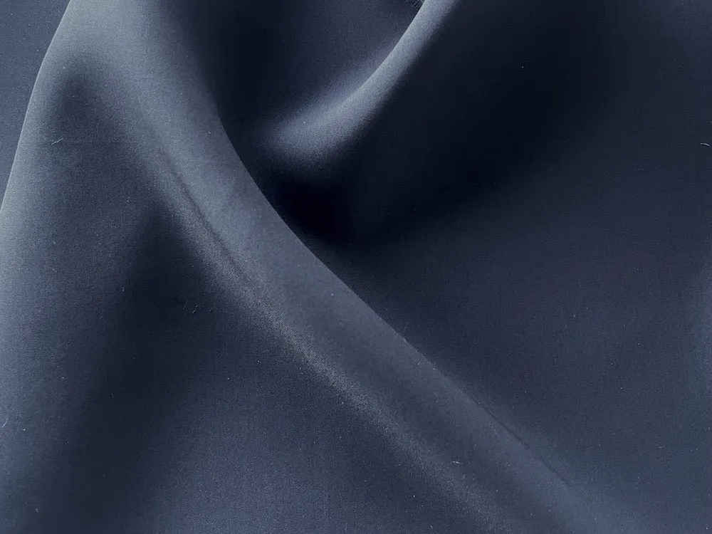 Dull Black Matte Silk Broadcloth (Made in Italy)