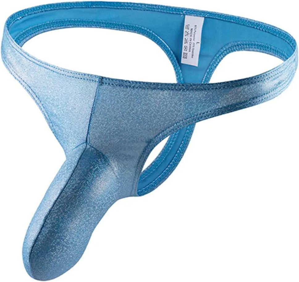 Evankin Men's Sexy Thong Underwear U Convex Elephant Trunk Pouch Jock Strap T-pants Faux Leather Low Rise Underpants