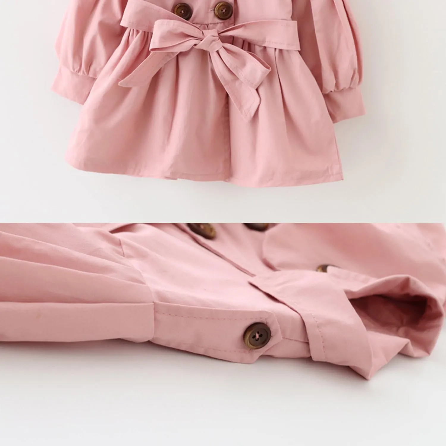 Evelin LEE Baby Girls Trench Coat Jacket Dress with Belt Ruffle Waist Windbreaker Outwear