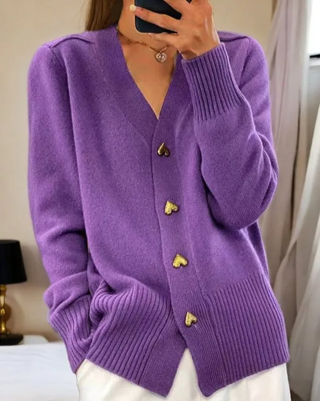 Fashion Canberra I Adelina Elegant Heart Button Cardigan