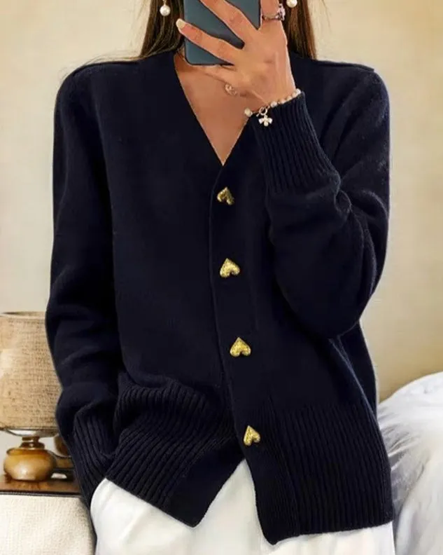 Fashion Canberra I Adelina Elegant Heart Button Cardigan