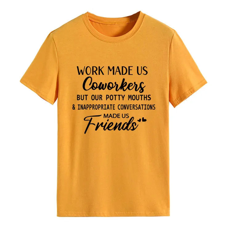 Fashion Women's Top WORK MADE US Letter Round Neck Short Sleeve T-shirt