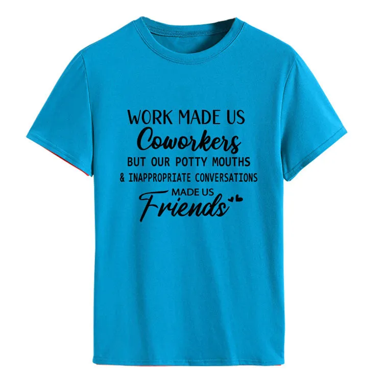 Fashion Women's Top WORK MADE US Letter Round Neck Short Sleeve T-shirt