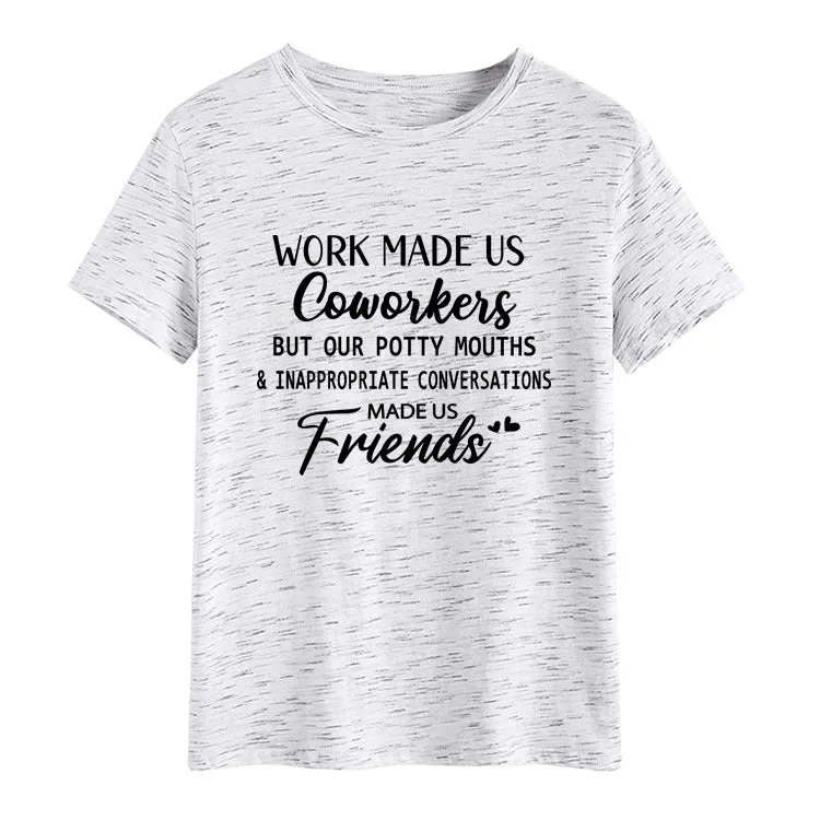 Fashion Women's Top WORK MADE US Letter Round Neck Short Sleeve T-shirt