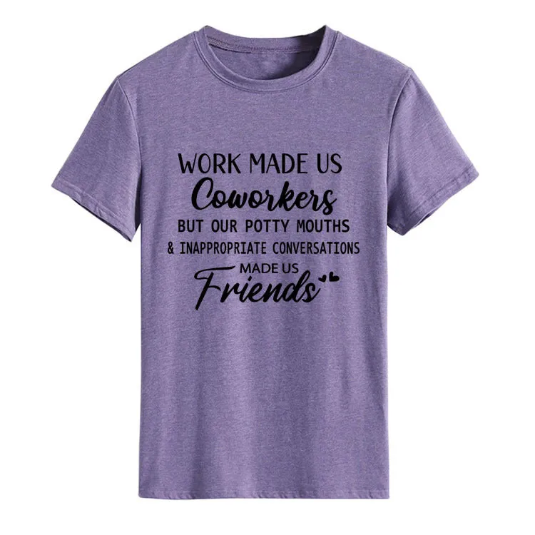 Fashion Women's Top WORK MADE US Letter Round Neck Short Sleeve T-shirt