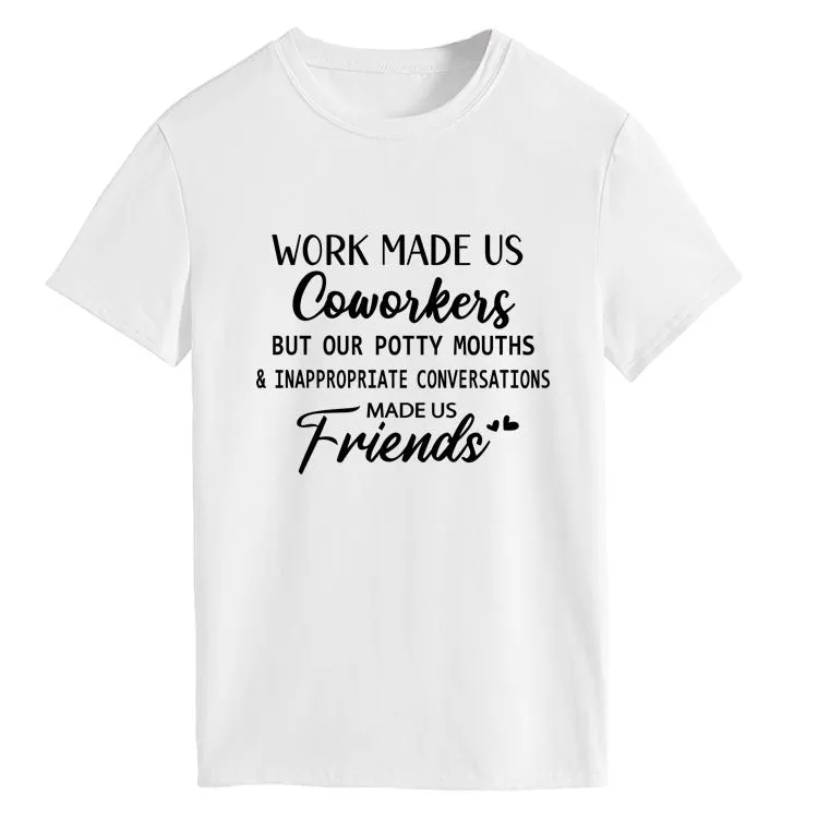 Fashion Women's Top WORK MADE US Letter Round Neck Short Sleeve T-shirt