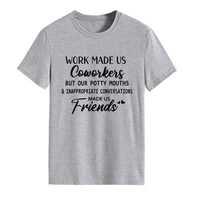 Fashion Women's Top WORK MADE US Letter Round Neck Short Sleeve T-shirt