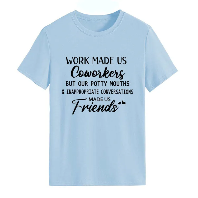 Fashion Women's Top WORK MADE US Letter Round Neck Short Sleeve T-shirt