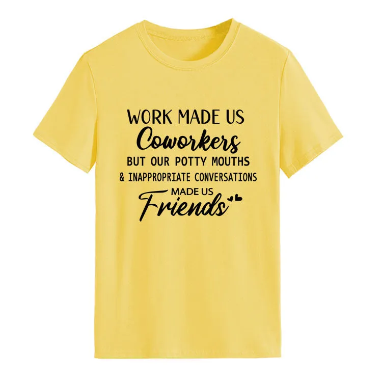 Fashion Women's Top WORK MADE US Letter Round Neck Short Sleeve T-shirt
