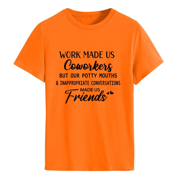 Fashion Women's Top WORK MADE US Letter Round Neck Short Sleeve T-shirt