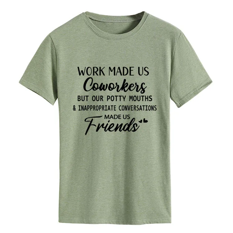 Fashion Women's Top WORK MADE US Letter Round Neck Short Sleeve T-shirt