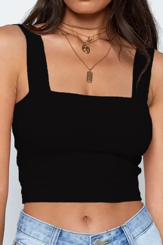 Feel The Confidence Black Crop Tank