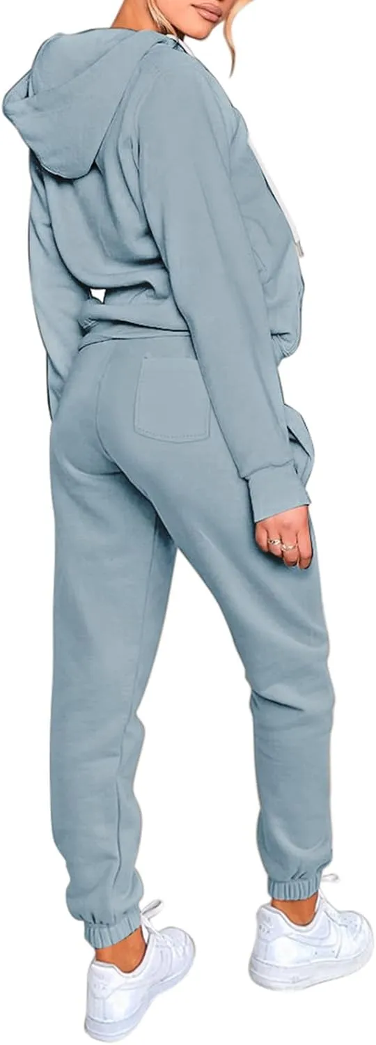 Fixmatti Womens Tracksuit Zip Up Hoodie Sweatsuits 2 Pieces Jogger Sets with Pockets