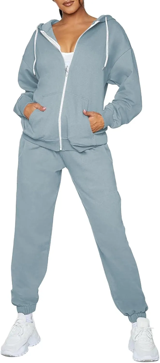 Fixmatti Womens Tracksuit Zip Up Hoodie Sweatsuits 2 Pieces Jogger Sets with Pockets
