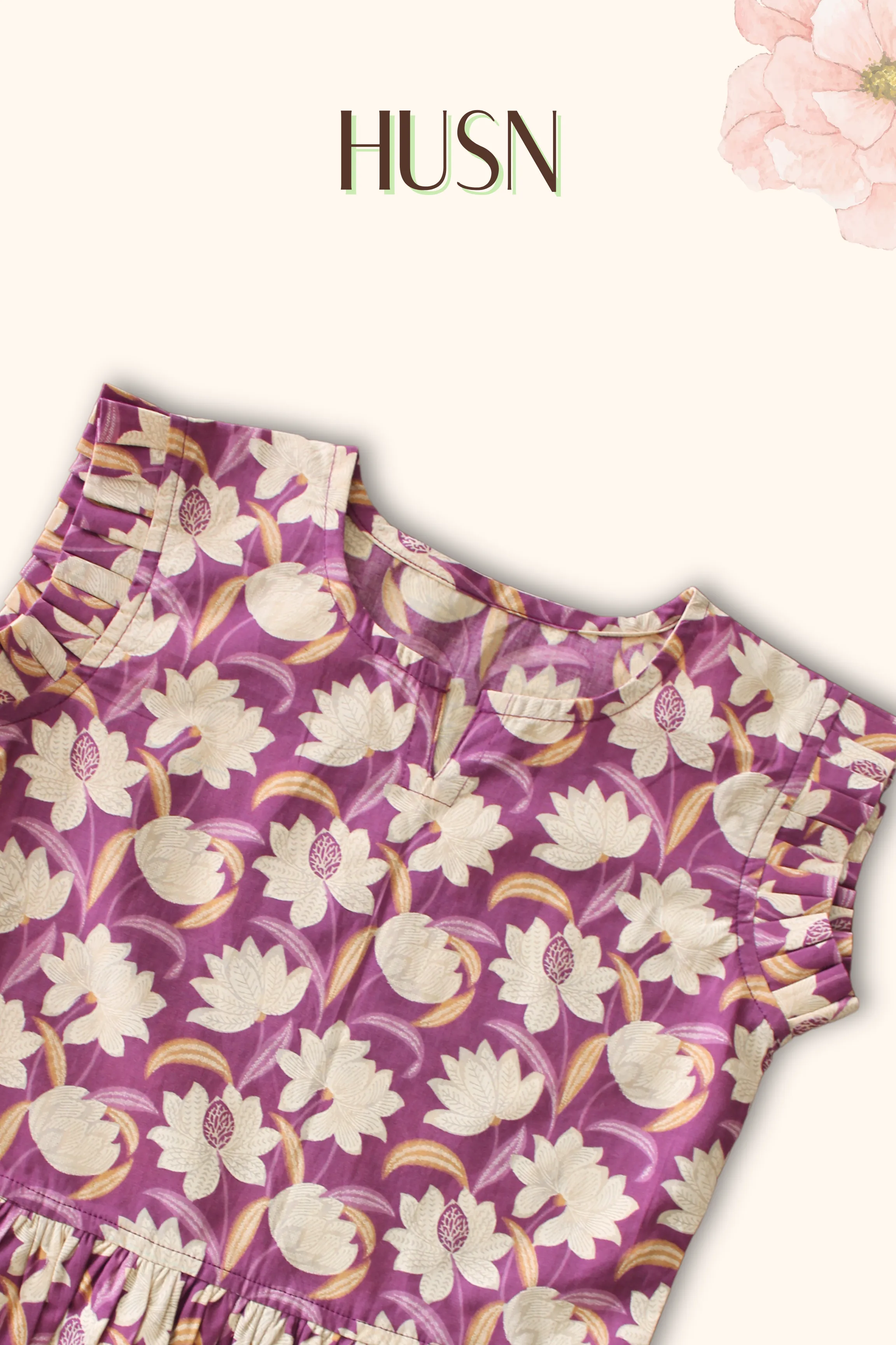 Girls Husn Pure Cotton Clothing Set - Purple