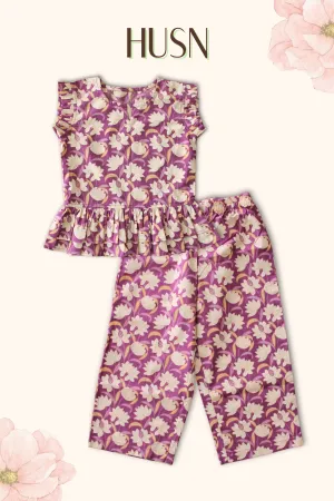 Girls Husn Pure Cotton Clothing Set - Purple