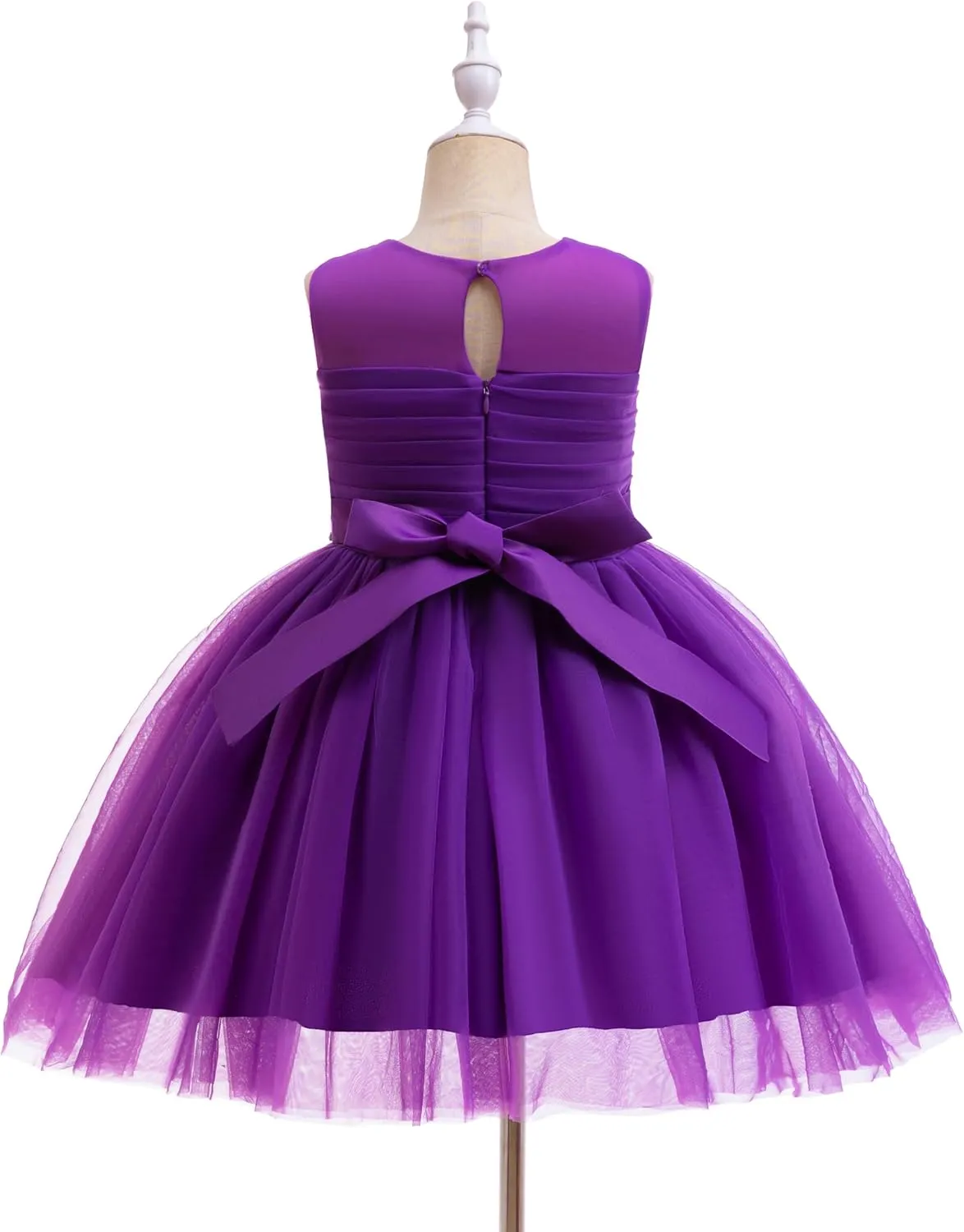 Glamulice Flower Girls Vintage Rhinestones Tulle Tutu Dress A Line Little/Big Girl Wedding Birthday Formal Party Dresses