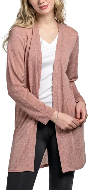 Hello Mello Open Front Weightless Women's Cardigan Ultra Soft Knit Lightweight Kimono Dressy Cardigan with Long Sleeves