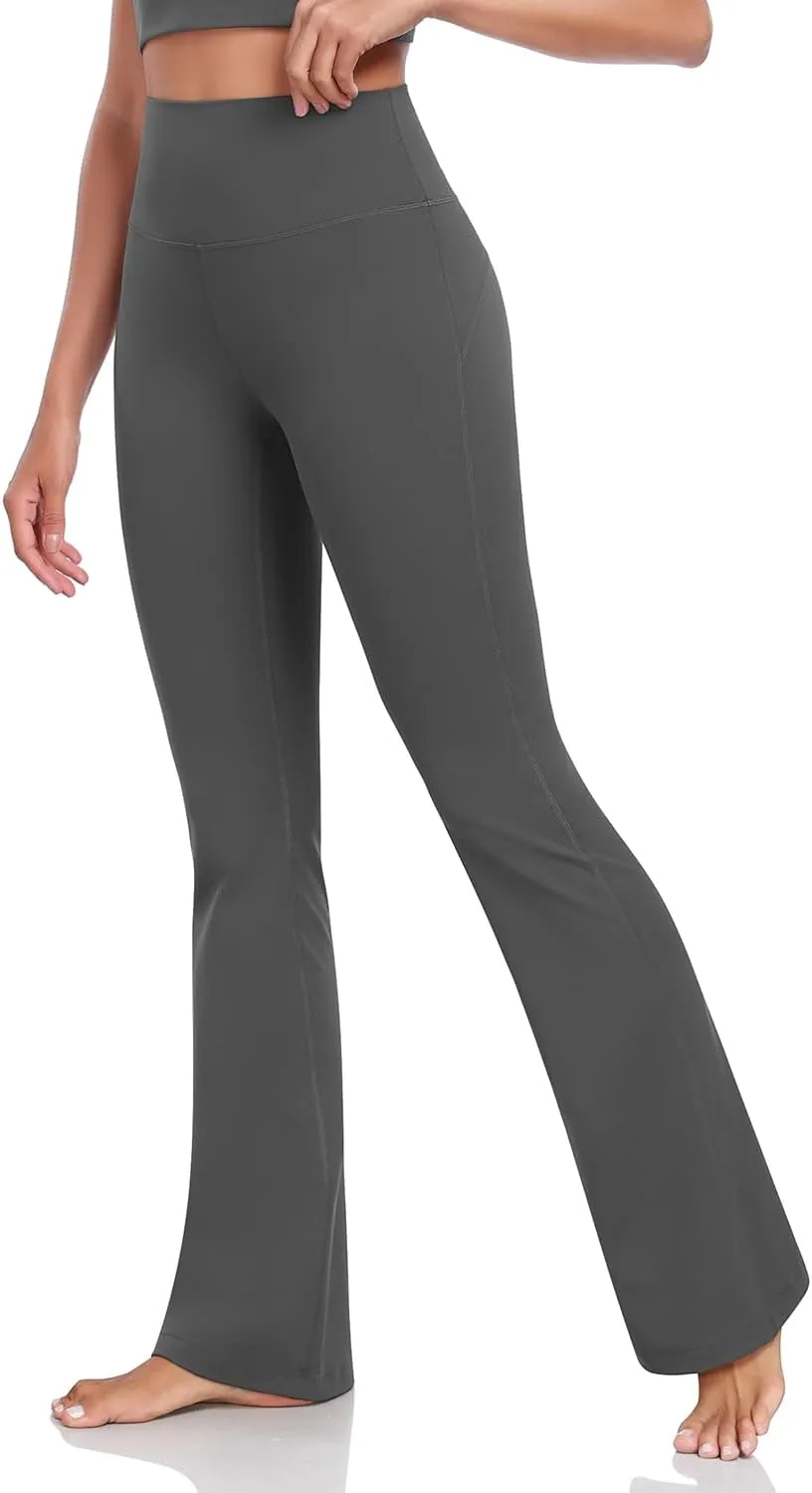 HeyNuts Mellow Flare Leggings 29"/30.5"/32.5"/34.5", High Waisted Tummy Control Wide Leg Bootcut Yoga Pants Lounge Soft