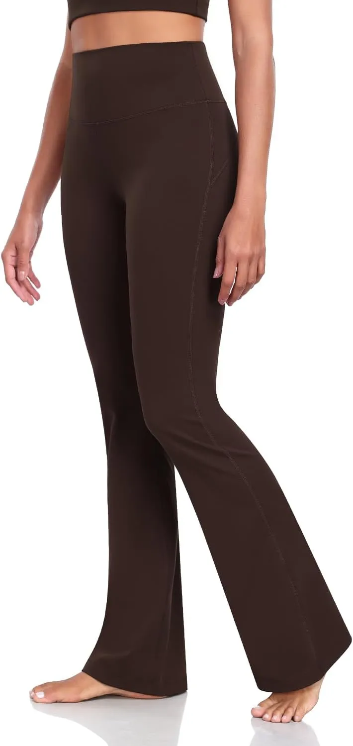HeyNuts Mellow Flare Leggings 29"/30.5"/32.5"/34.5", High Waisted Tummy Control Wide Leg Bootcut Yoga Pants Lounge Soft