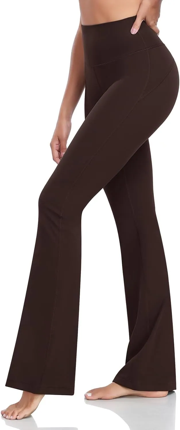 HeyNuts Mellow Flare Leggings 29"/30.5"/32.5"/34.5", High Waisted Tummy Control Wide Leg Bootcut Yoga Pants Lounge Soft