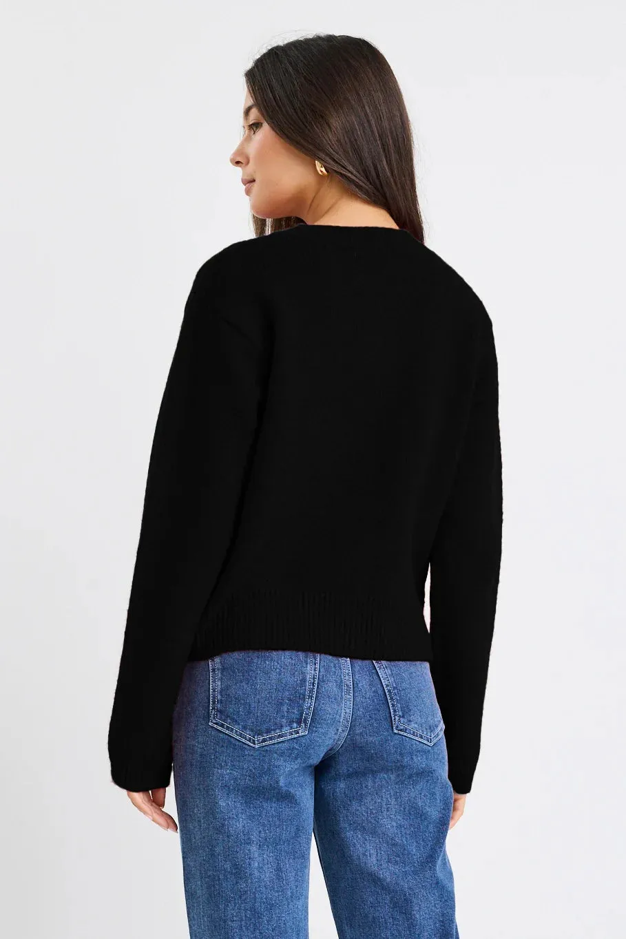 Imprint Black Soft Knit Crewneck Cardigan