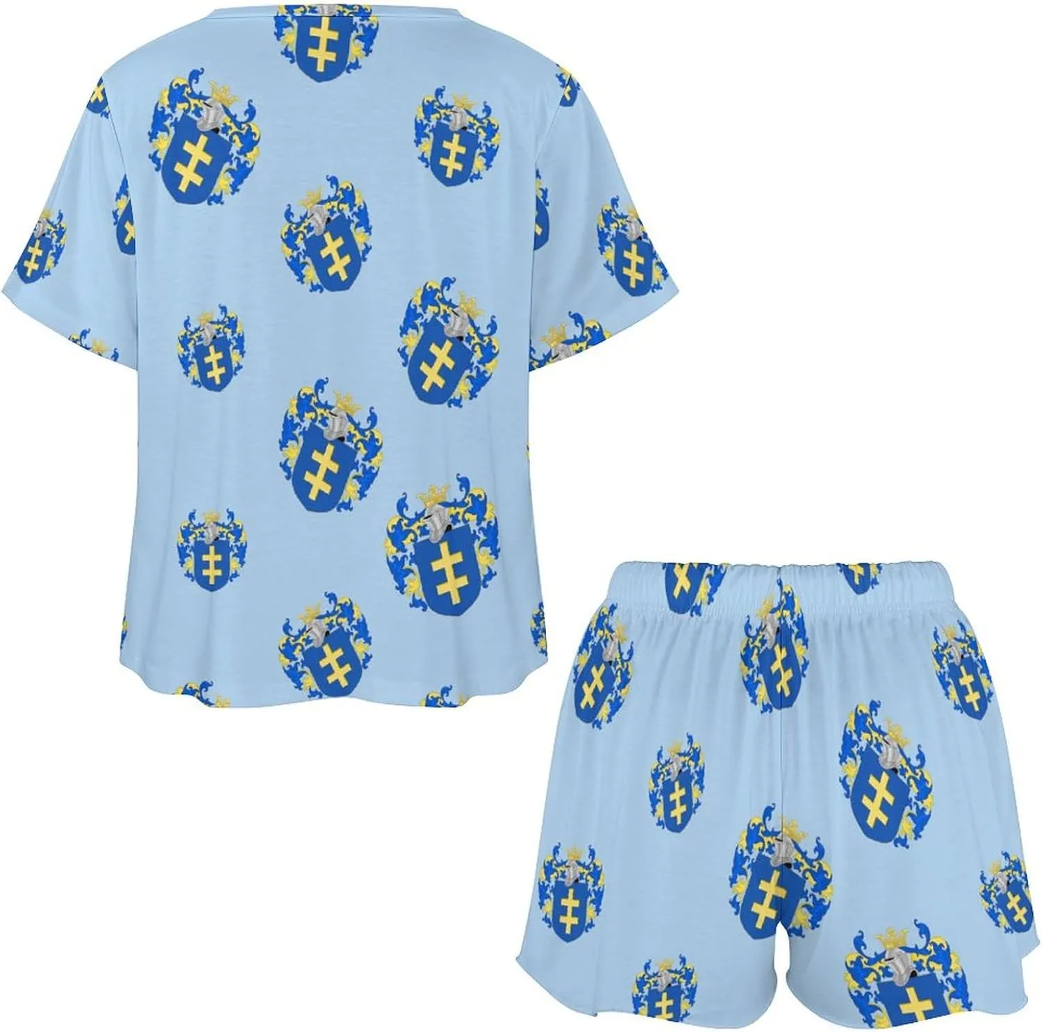 Jagiellonian Dynasty Coat of Arms Women's Pajamas Set 2 Piece Short Sleeve Shirt And Shorts Loungewear Sleepwear