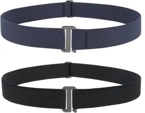JASGOOD 2 Pack Women Stretch Belt No Show Elastic Web Strap Belt with Flat Buckle for Jeans Pants Dresses