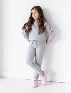 Jill Yoga Crop Rainbow Stripe Hoodie