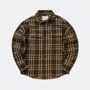 Josiah Check Overshirt (Olive Night   Light Sand)