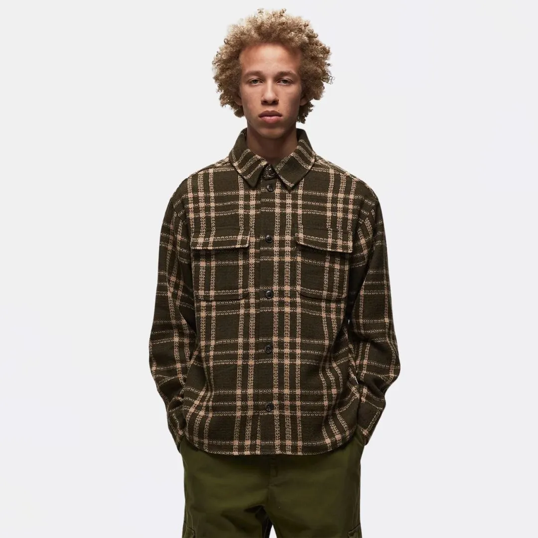 Josiah Check Overshirt (Olive Night   Light Sand)